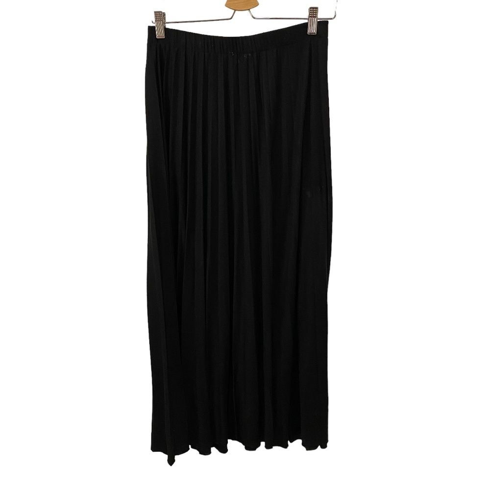 United Colors of Benetton Black Pleated Maxi Skirt Elastic Waist Women's Small